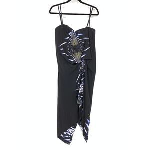 BCBGMAXAZRIA Runway Women's Sz 8 Abstract Print Corset Strapless Dress Black